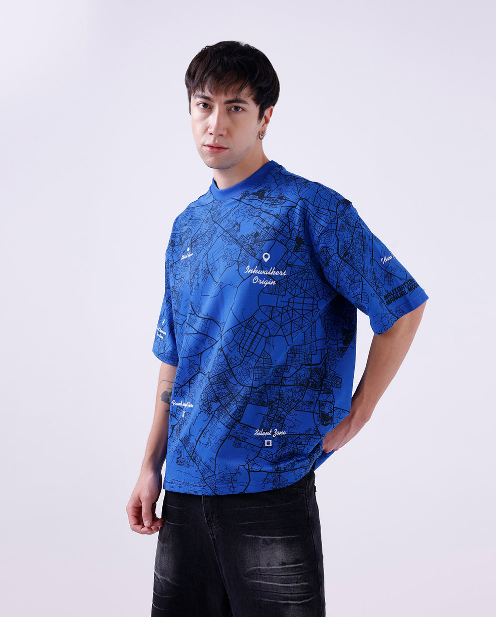 THE ORIGIN MAP TEE - ROYAL BLUE
