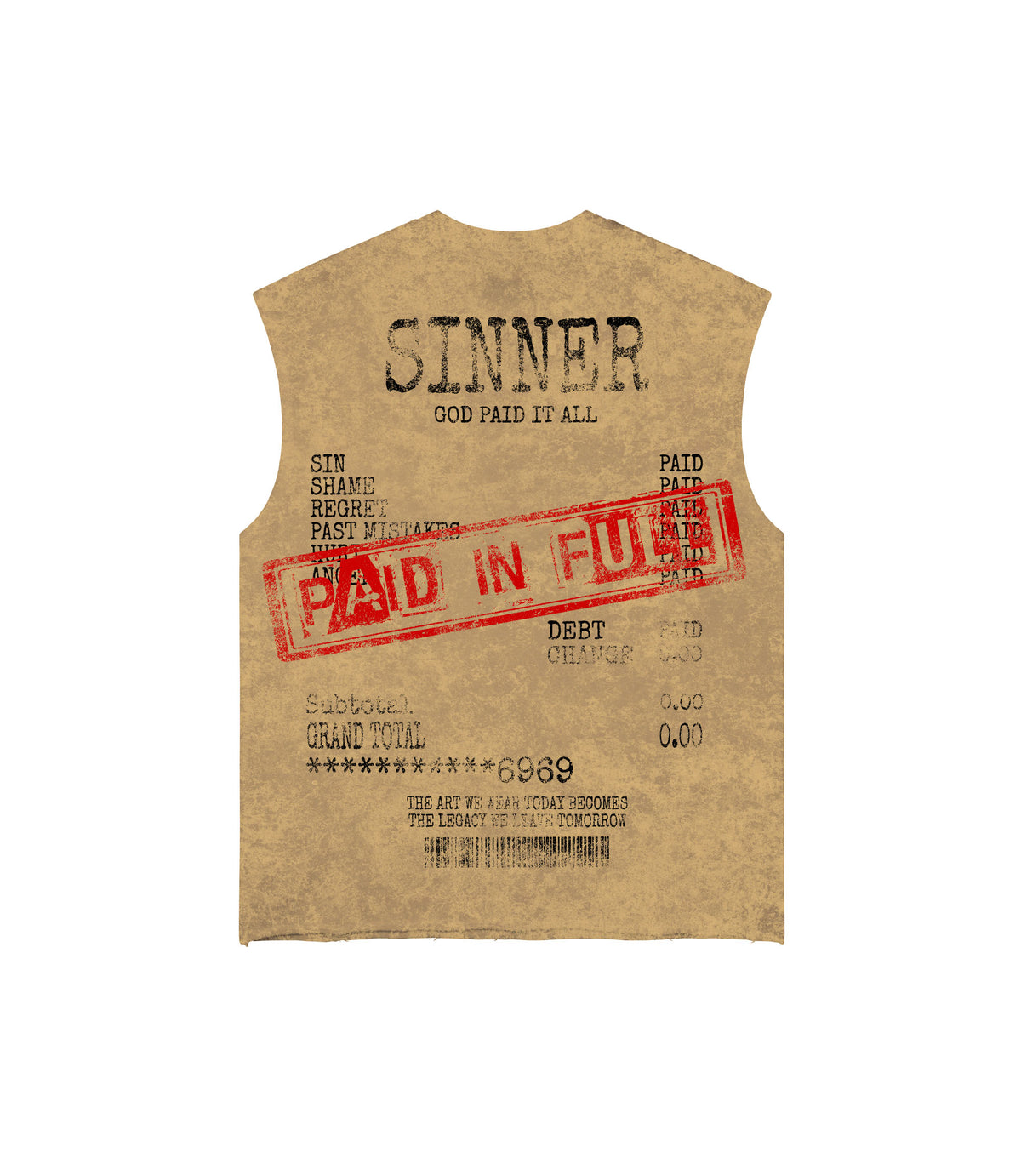 DEBT FREE TANK - KHAKI WASHED