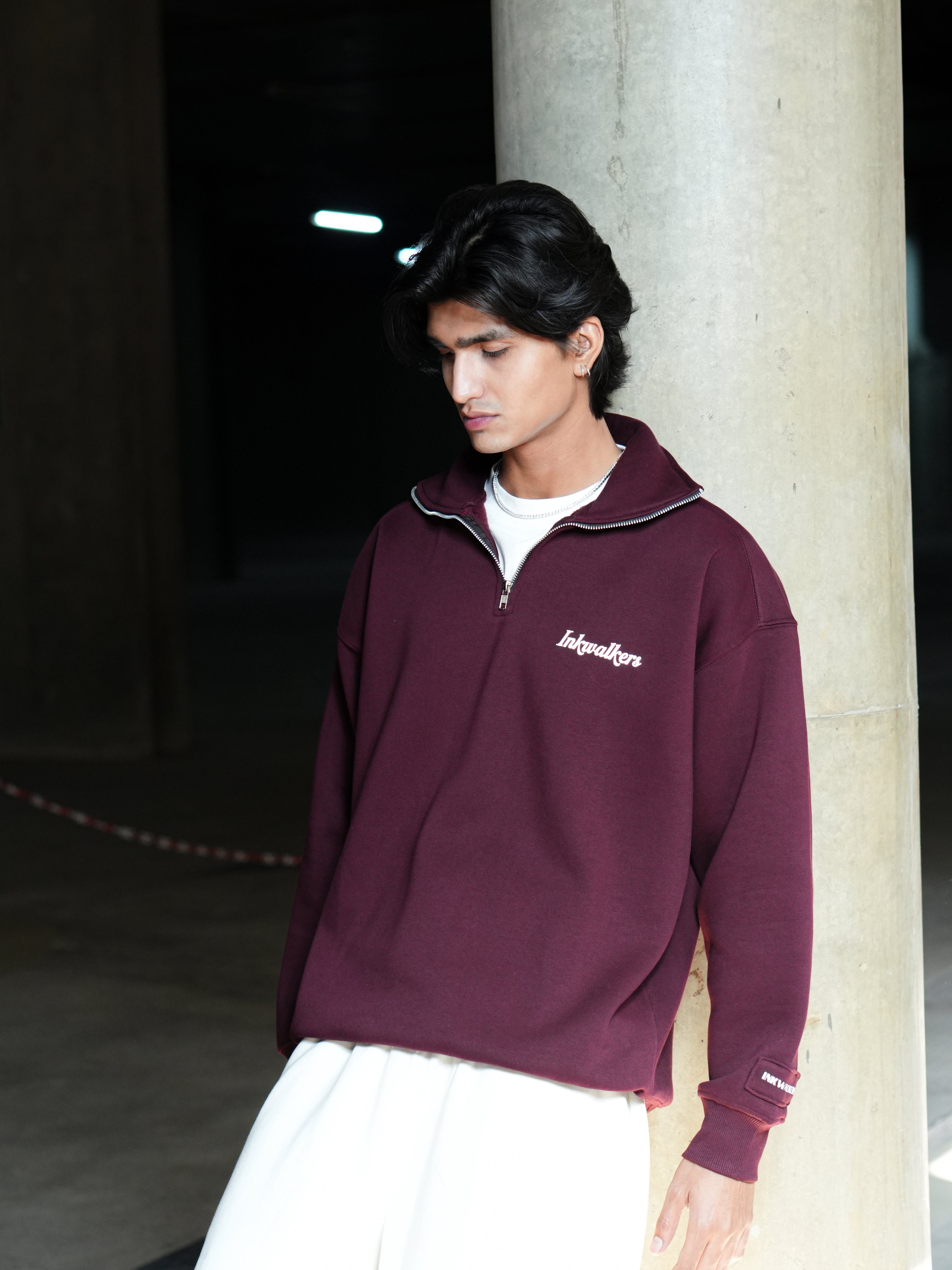 VINTAGE QUARTER ZIP UP - WINE