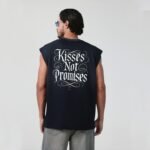 Kisses not promises tank - Navy - Image 4